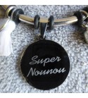 Bracelet gravé "Super Nounou" - Blanc