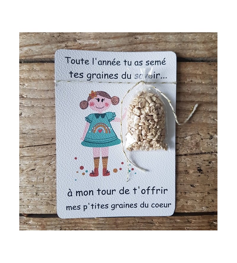 Cadeau Maîtresse / Maître / Atsem et Nounou Texte personnalisable / fiole  graines -  France
