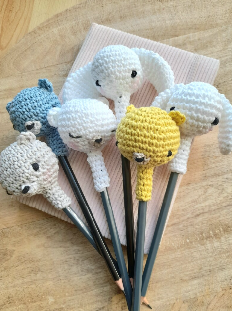 Embout crayon crochet "Les Z'animaux rigolos!" - 6 modèles