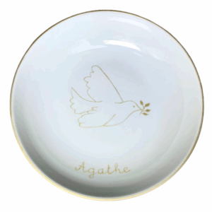 Assiette creuse Colombe Dorée personnalisable