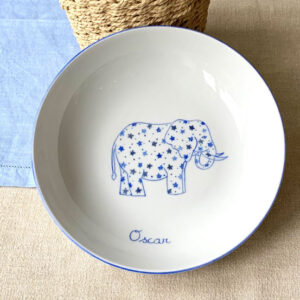 Assiette creuse Eléphant étoilé personnalisable - 4 coloris