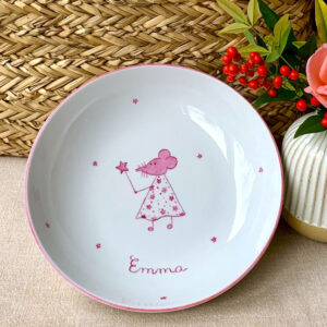 Assiette creuse Fée souris personnalisable - 4 coloris