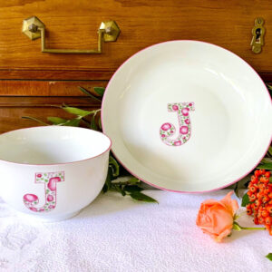 Coffret Assiette & Bol Initiale Liberty personnalisable - 2 coloris