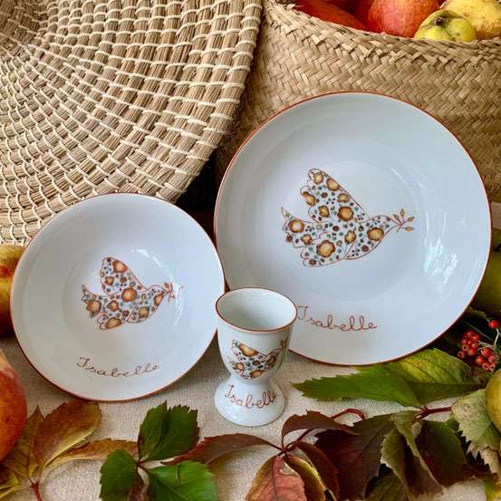 Coffret cadeau vaisselle personnalisée terracotta