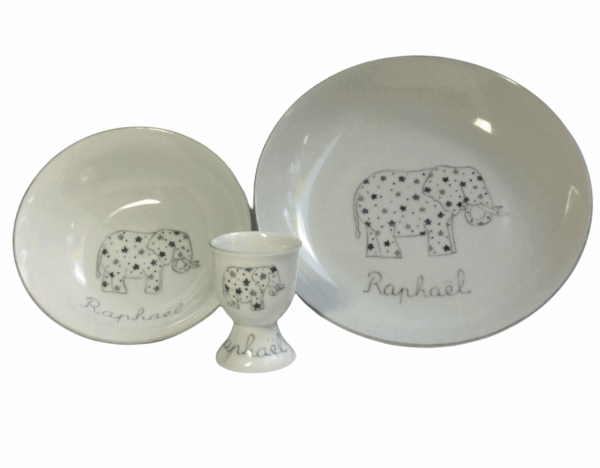 Coffret cadeau vaisselle personnalisée "Eléphant étoilé" - 4 coloris – Image 2