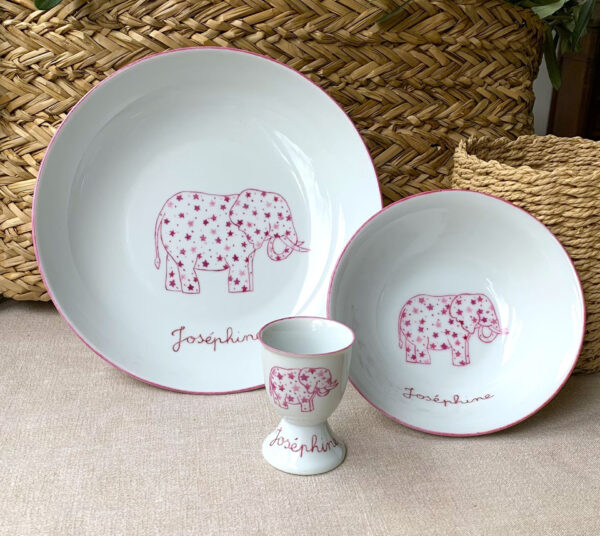 Coffret cadeau vaisselle personnalisée "Eléphant étoilé" - 4 coloris – Image 3