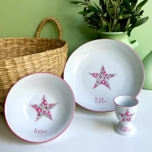 Coffret cadeau vaisselle étoiles liberty personnalisable - 3 coloris
