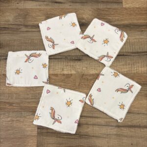 Lot de 5 lingettes lavables - 3 motifs aux choix