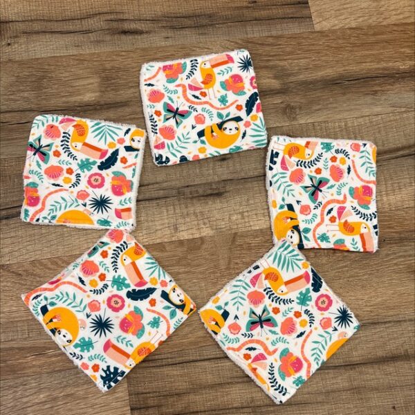 Lingettes bébé lavables (Lot de 5) - 3 motifs – Image 2
