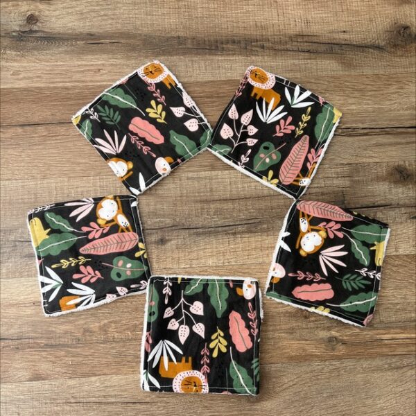 Lingettes bébé lavables (Lot de 5) - 3 motifs – Image 3
