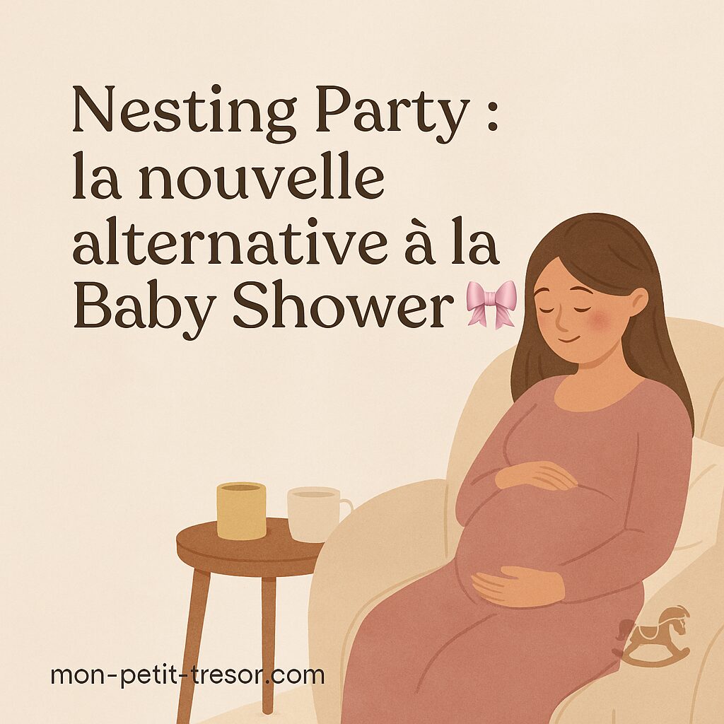 ChatGPT Image 10 sept. 2025, 14_37_25 Des amis et la future maman réunis lors d'un "Nesting Party" dans un salon chaleureux. Une femme enceinte discute sur un fauteuil tandis que d'autres plient des vêtements de bébé, montent un lit à barreaux et trient des petits chaussons sur une table. L'image illustre le soutien et l'entraide pour préparer l'arrivée d'un nouveau-né.