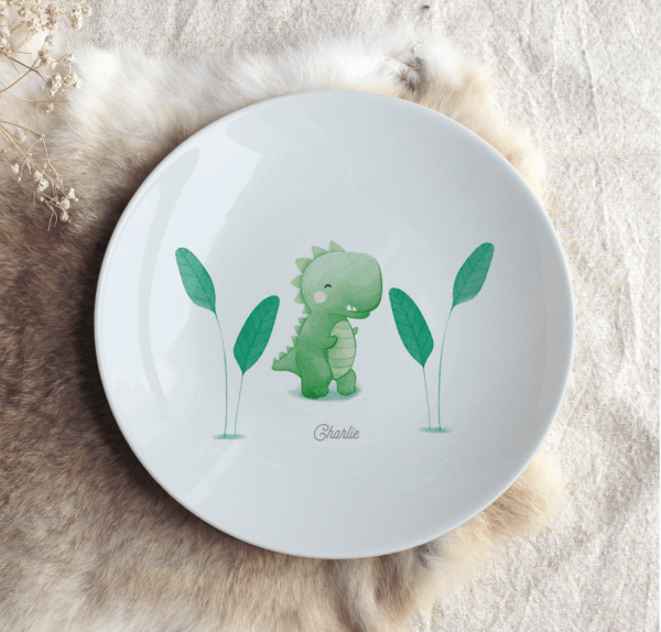 Assiette personnalisée "Bébé dinosaure"
