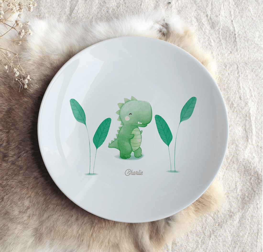 Assiette personnalisée "Bébé dinosaure"