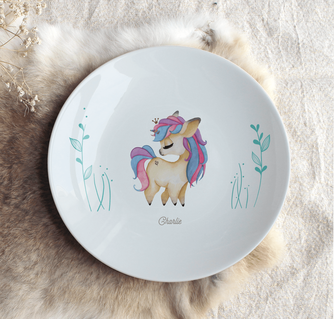 Assiette personnalisée "Bébé licorne"