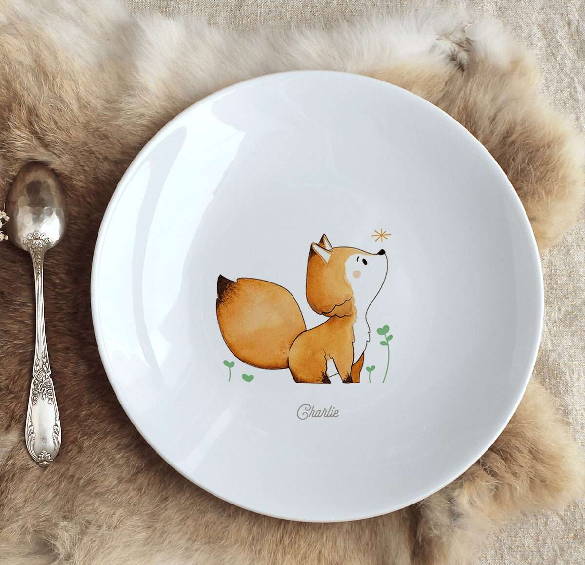 Assiette personnalisée "Bébé renard"