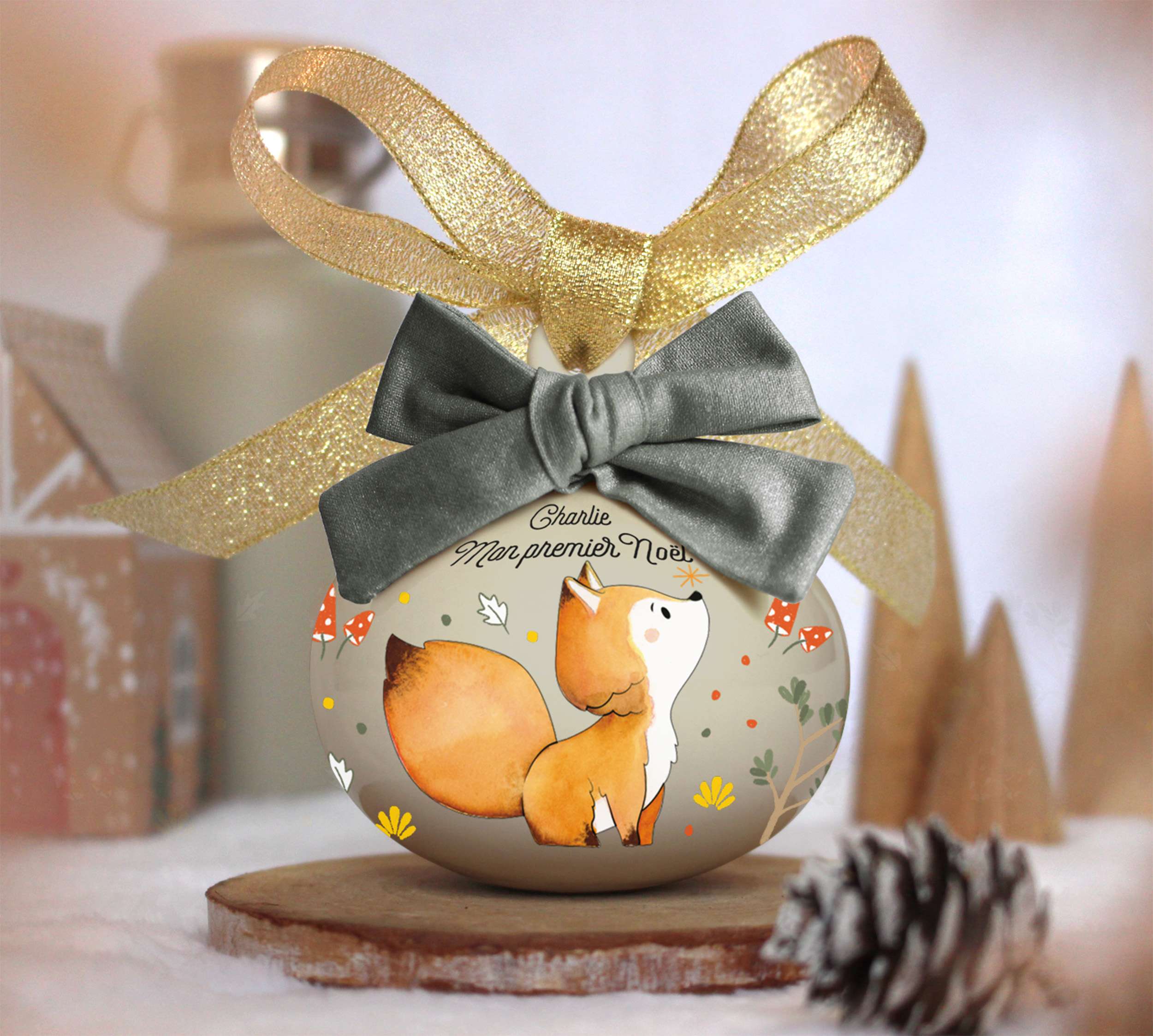 Boule de Noël personnalisée "Bébé renard" - Féerik – Image 3