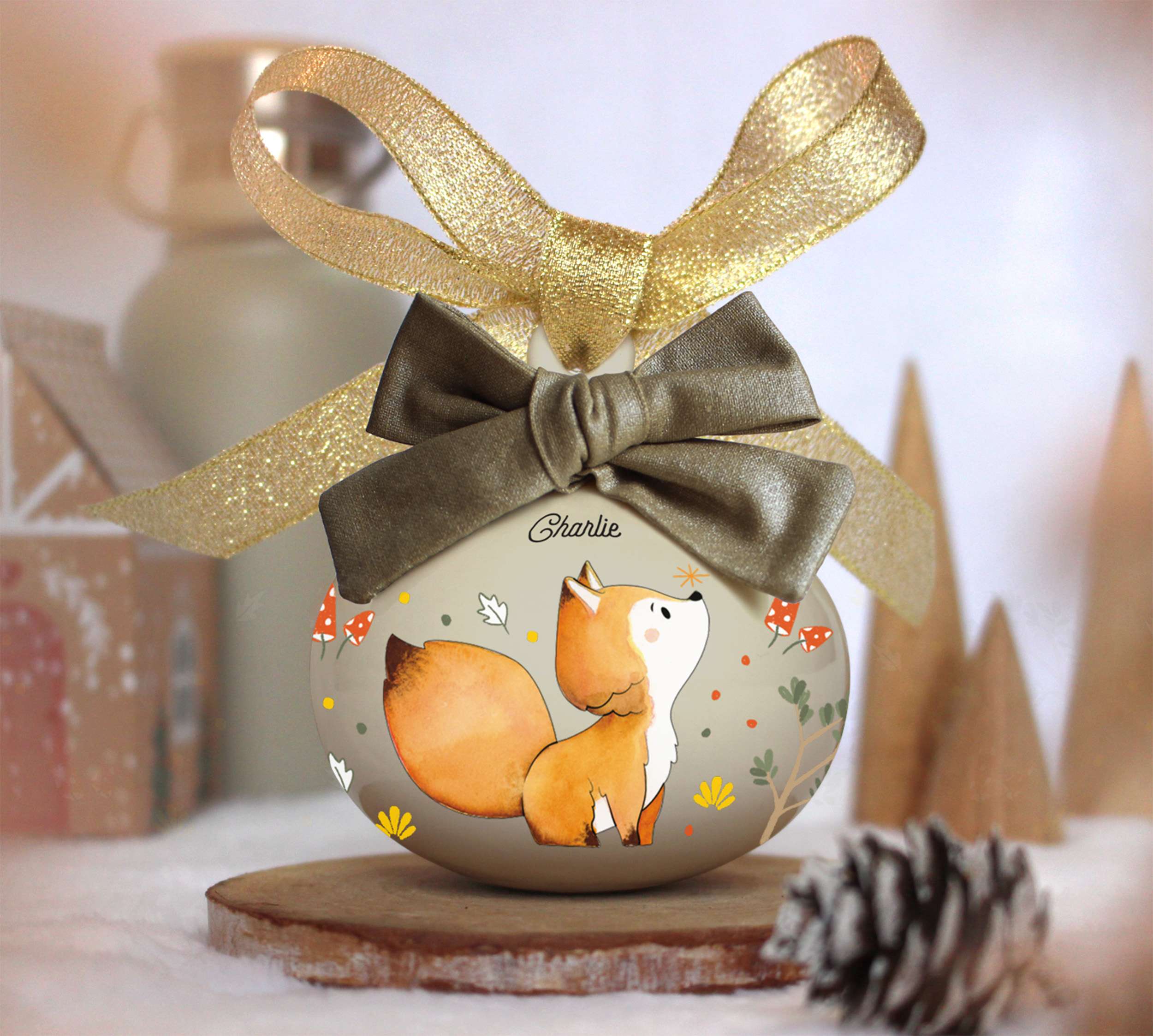 Boule de Noël personnalisée "Bébé renard" - Féerik – Image 4