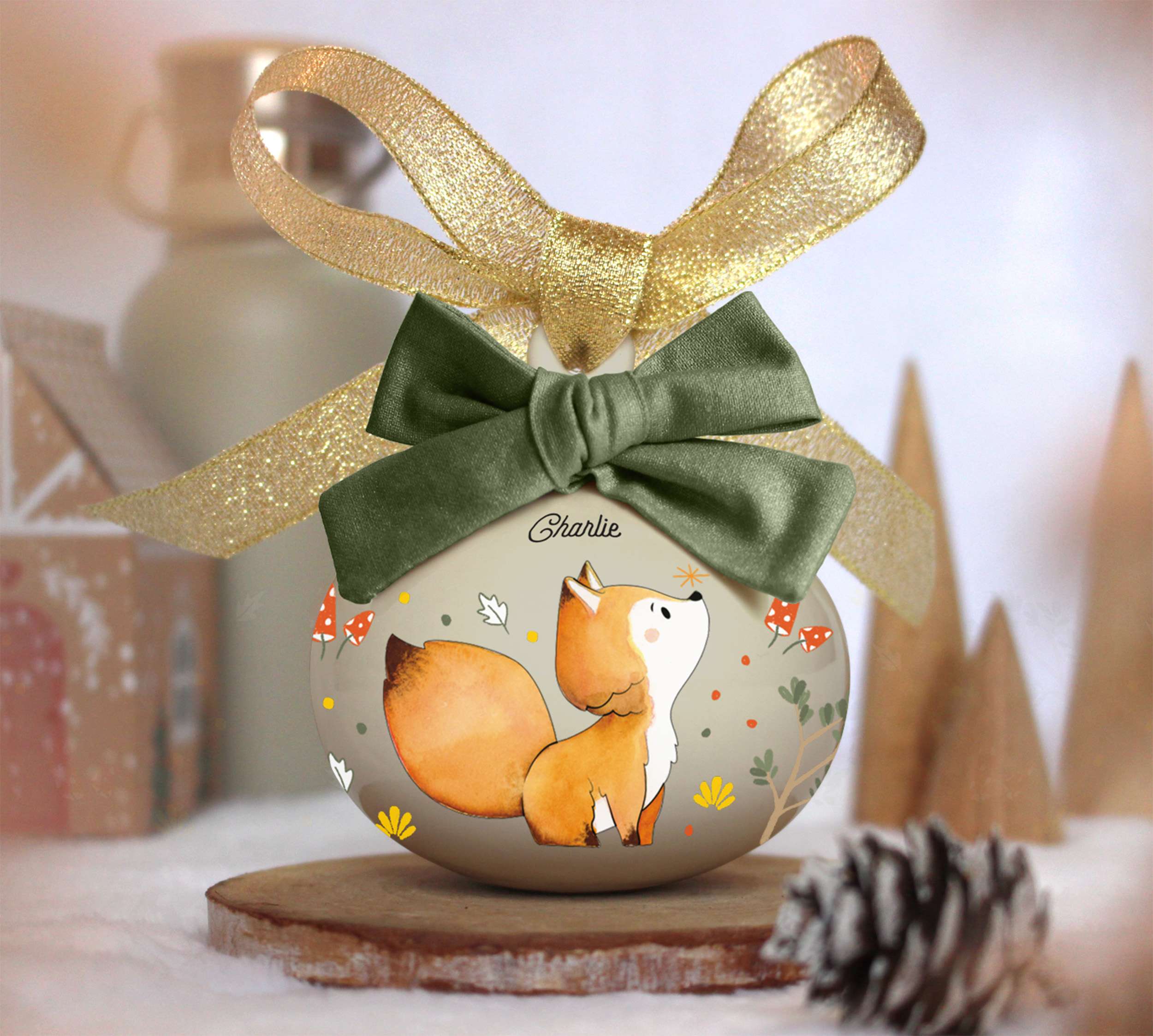 Boule de Noël personnalisée "Bébé renard" - Féerik – Image 5