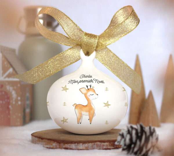 Boule de Noël personnalisée "Bébé renne" - Féerik