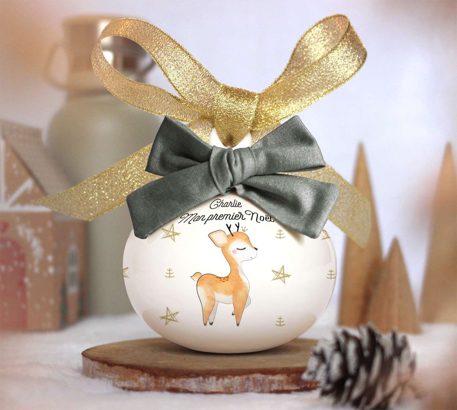 Boule de Noël personnalisée "Bébé renne" - Féerik – Image 3