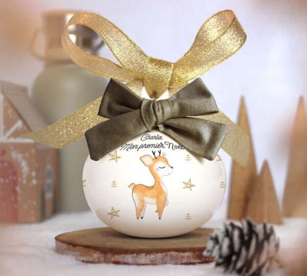 Boule de Noël personnalisée "Bébé renne" - Féerik – Image 4