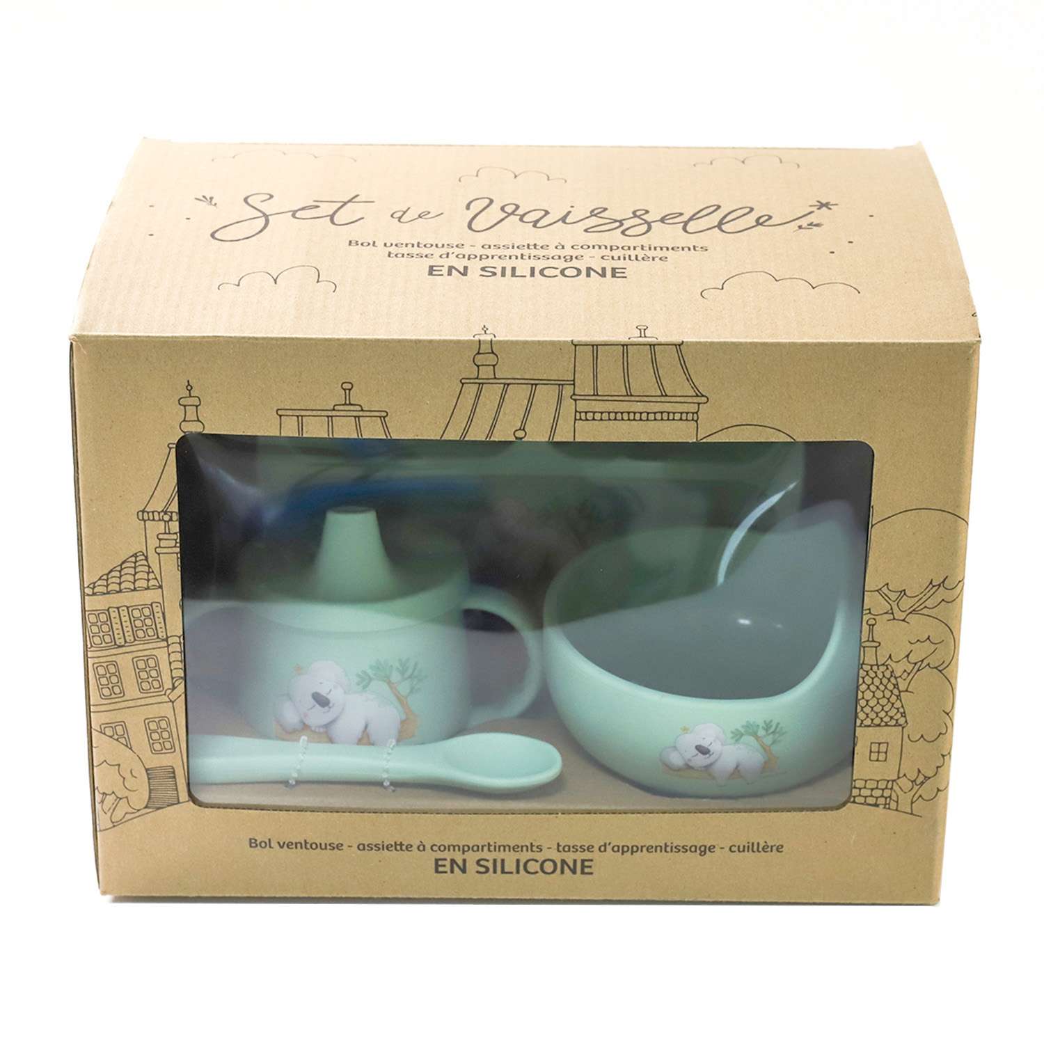 Coffret vaisselle en silicone "Bébé koala" – Image 2