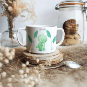 Tasse deux anses personnalisée "Bébé dinosaure"