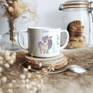 Tasse deux anses personnalisée "Bébé licorne"