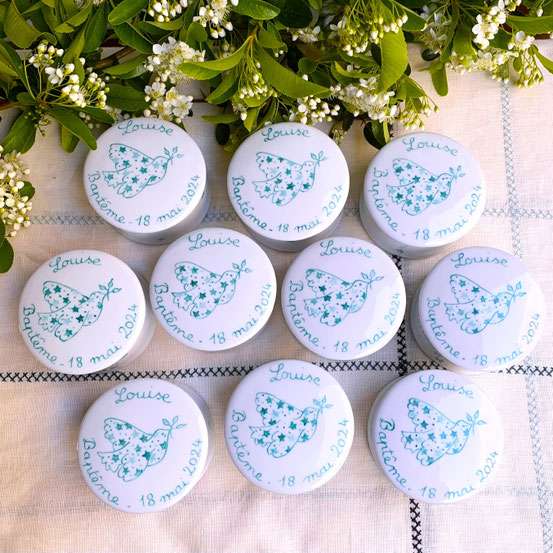 Boites à dragées personnalisées "Colombe étoilée"