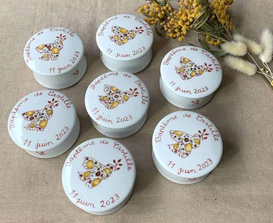 Boites à dragées personnalisées "Colombe liberty" - 4 coloris