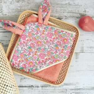 Cape de bain personnalisable "Liberty corail" – 2 tailles au choix