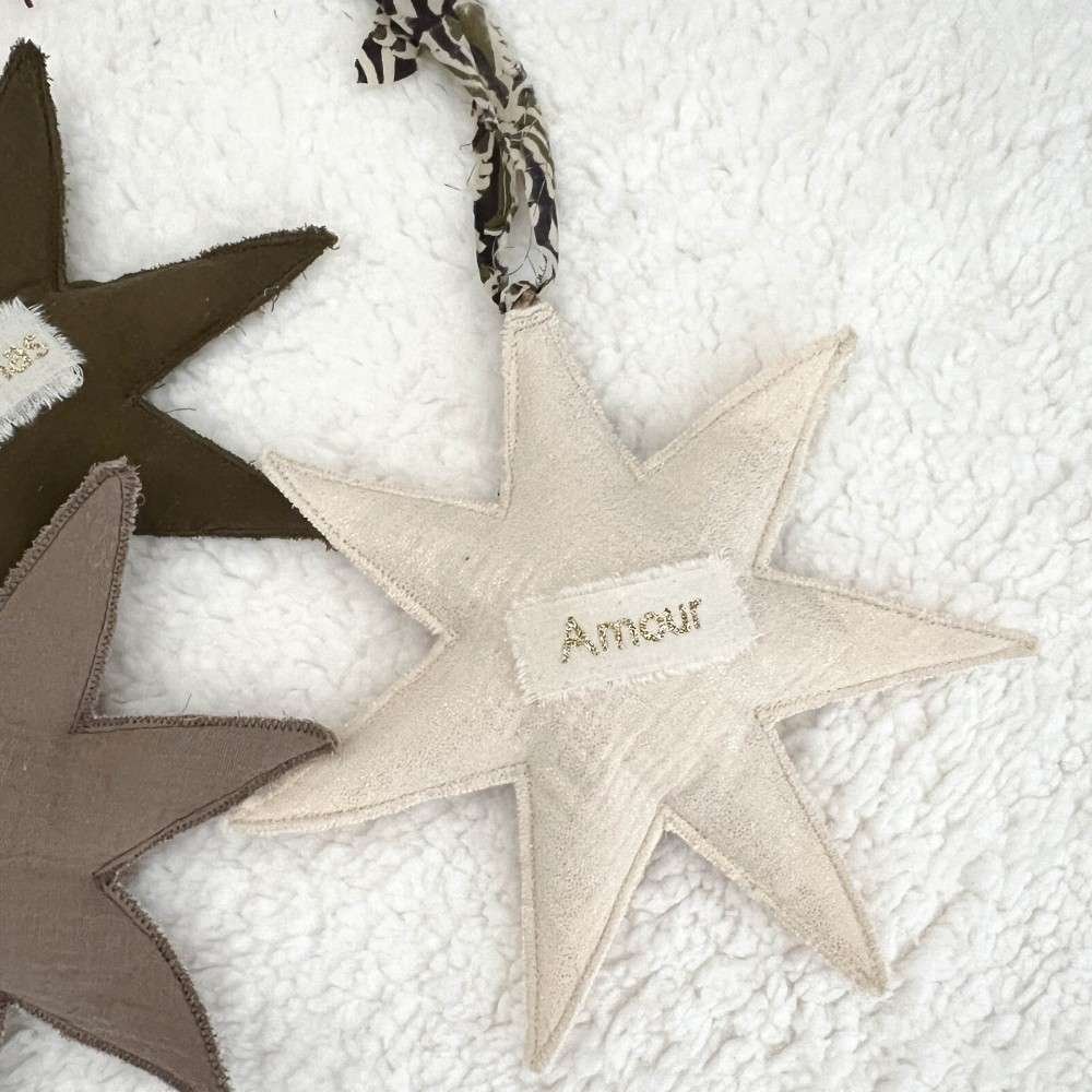 Étoile personnalisée uni écru – 3 tailles au choix