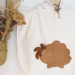 Poncho de bain personnalisable "coquillage camel" - 3 tailles
