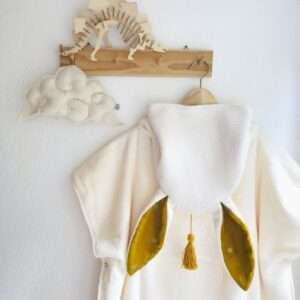 Poncho de bain personnalisable "lapin moutarde" - 3 tailles