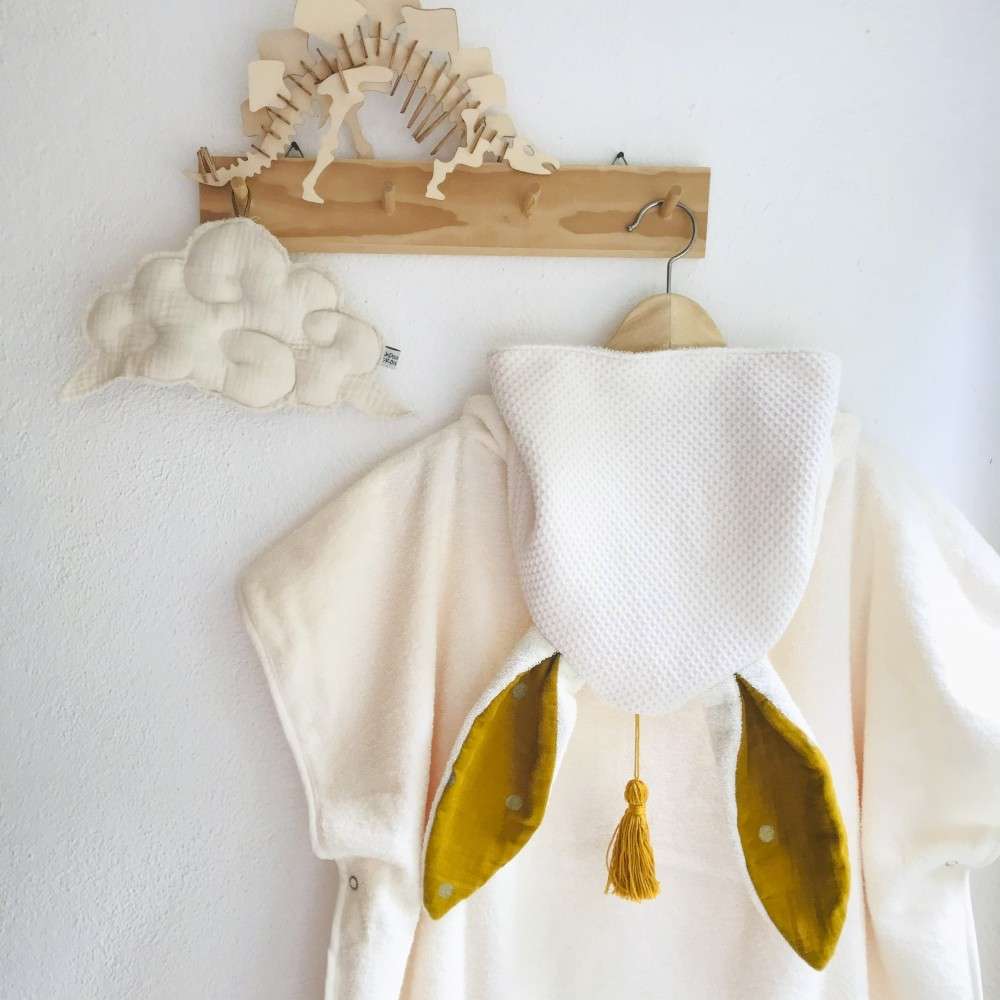 Poncho de bain personnalisable "lapin moutarde" - 3 tailles