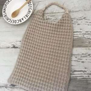 Bavoir élastiqué personnalisé – Coton gaufré beige