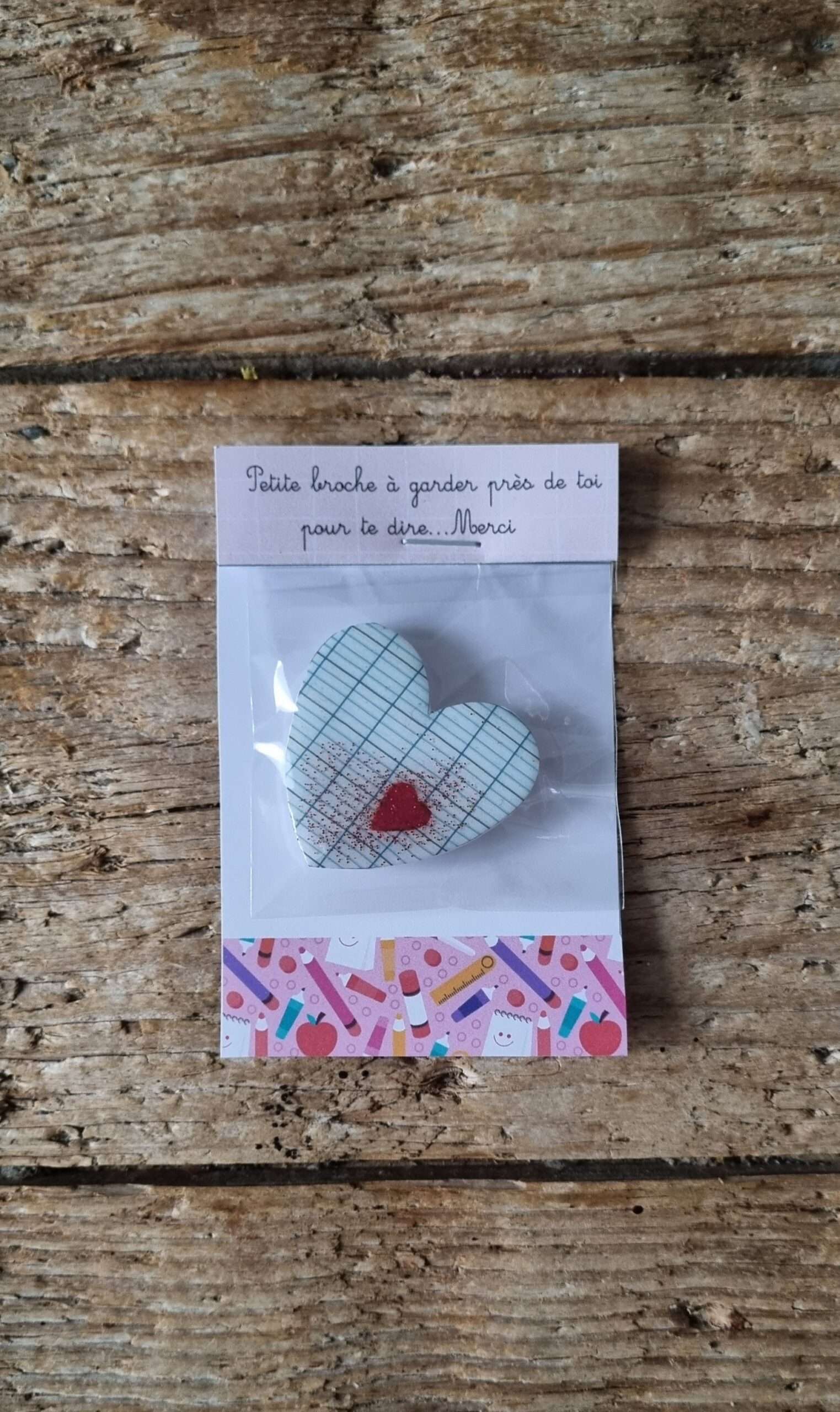 Broche coeur merci maitresse