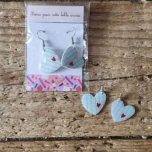 Boucles d'oreilles coeur merci maitresse