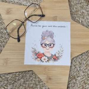 Chiffon à lunettes mamie personnalisé - fleuri