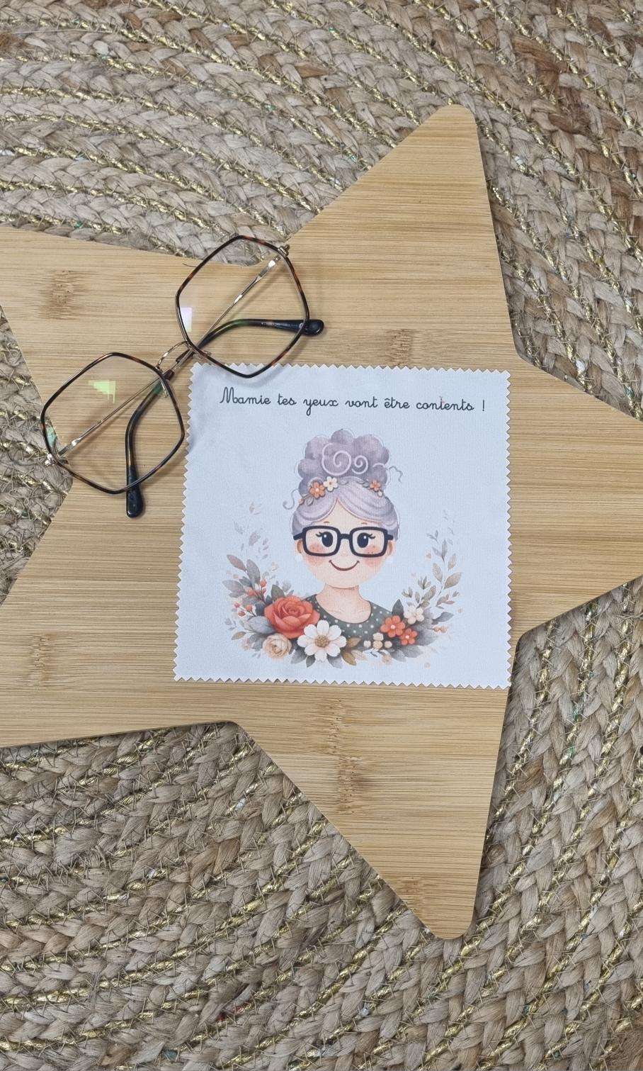 Chiffon à lunettes mamie personnalisé - fleuri