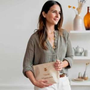 Trousse de toilette adulte personnalisée 100% coton - crème