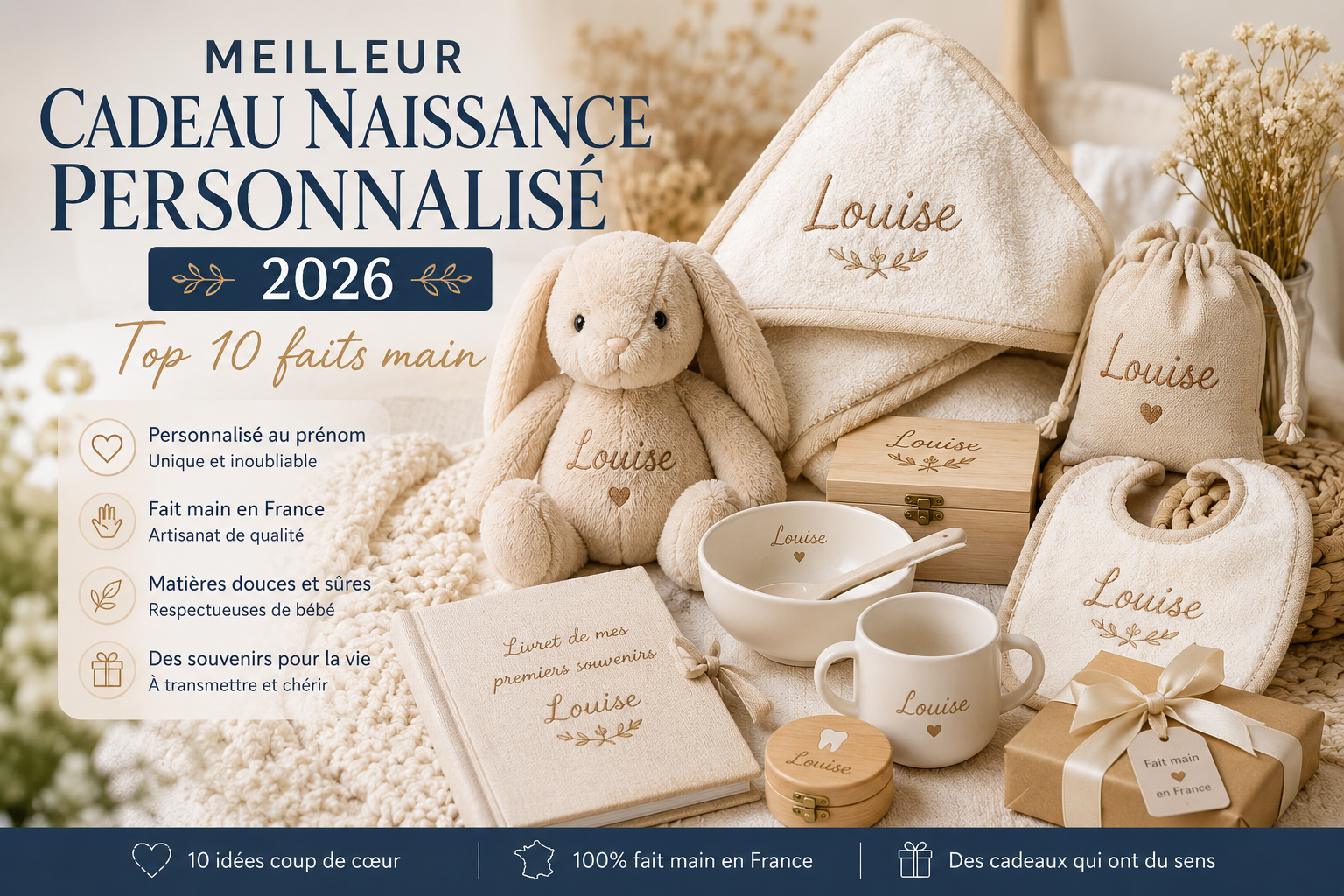 Meilleur cadeau naissance personnalisé 2026 : top 10 d'idées faites main